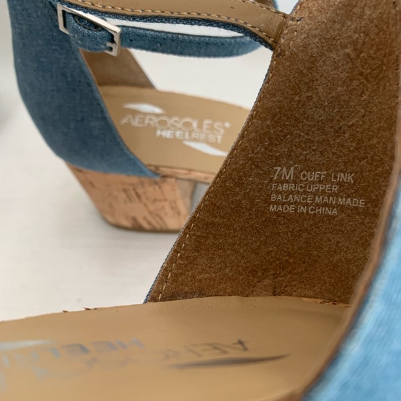 Aerosoles Heelrest Cuff Link Vintage Denim Ankle Strap Sandals Woman’s 7M - Picture 11 of 13